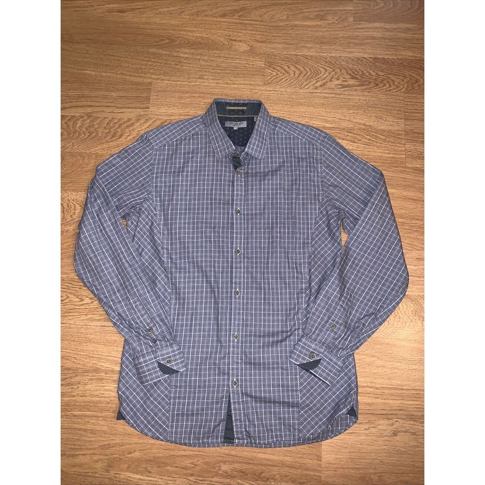 Ted Baker London Men's Shirt~Size 3~Plaid Button Up~Long Sleeve Flip Cuff~Preppy